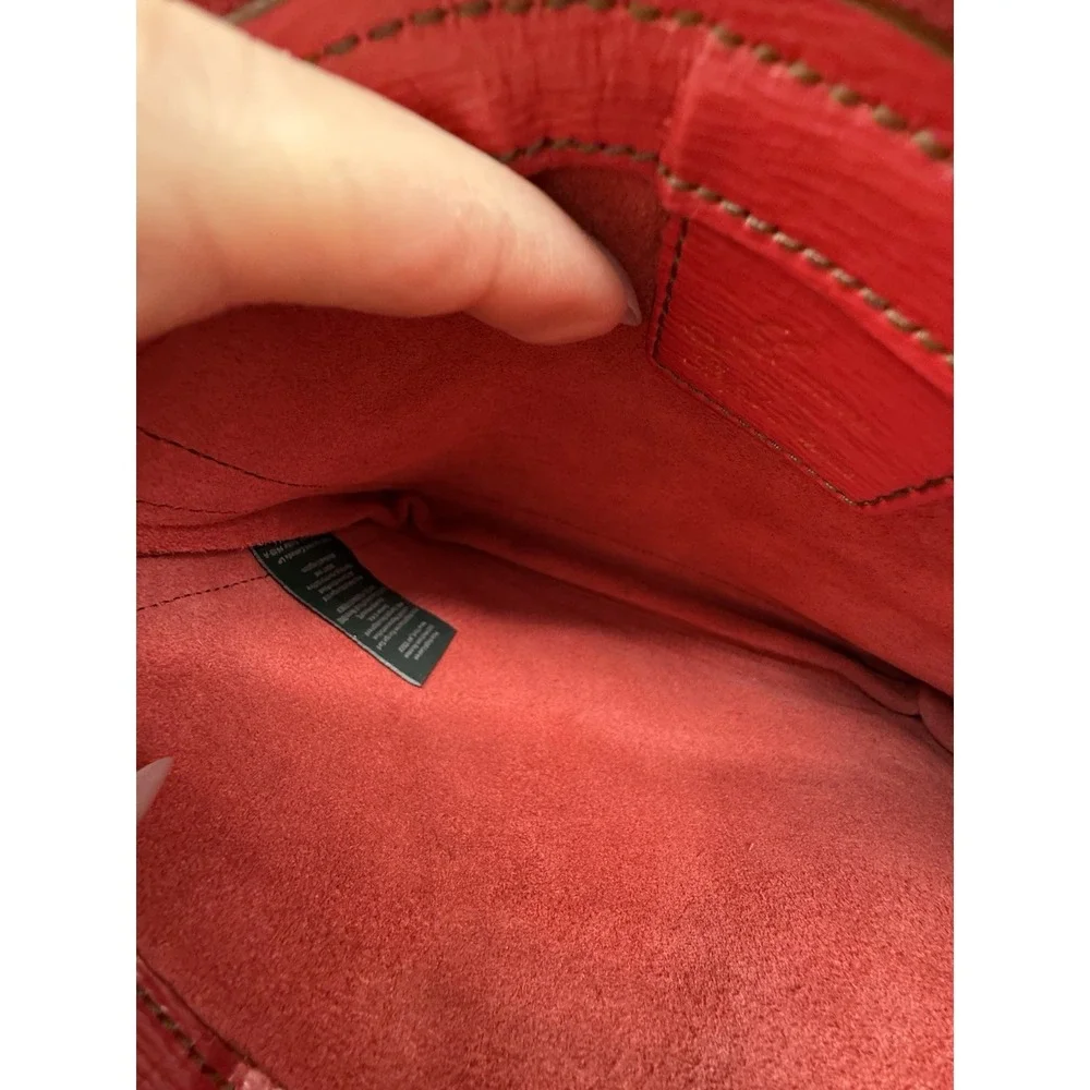 LRL Lauren Ralph Lauren Vintage Red Leather Gold‎ Zipper Purse Handbag